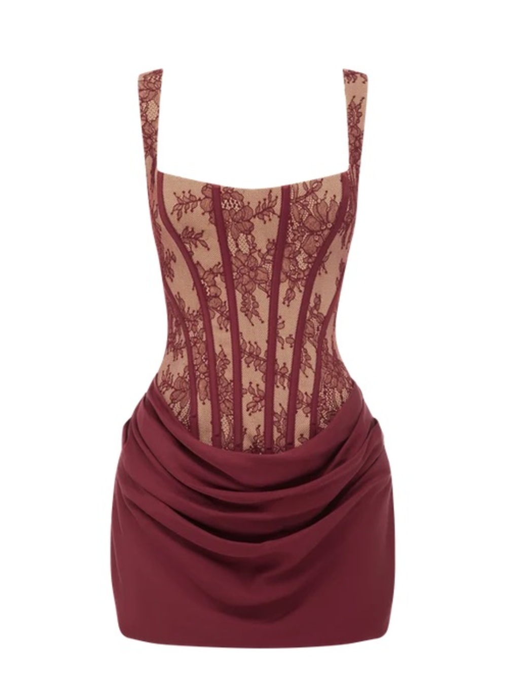 Burgundy Lace Corset Mini Dress